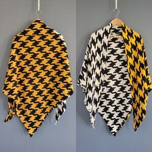 Zara - Bold Graphic Houndstooth Scarf - Yellow / White / Black